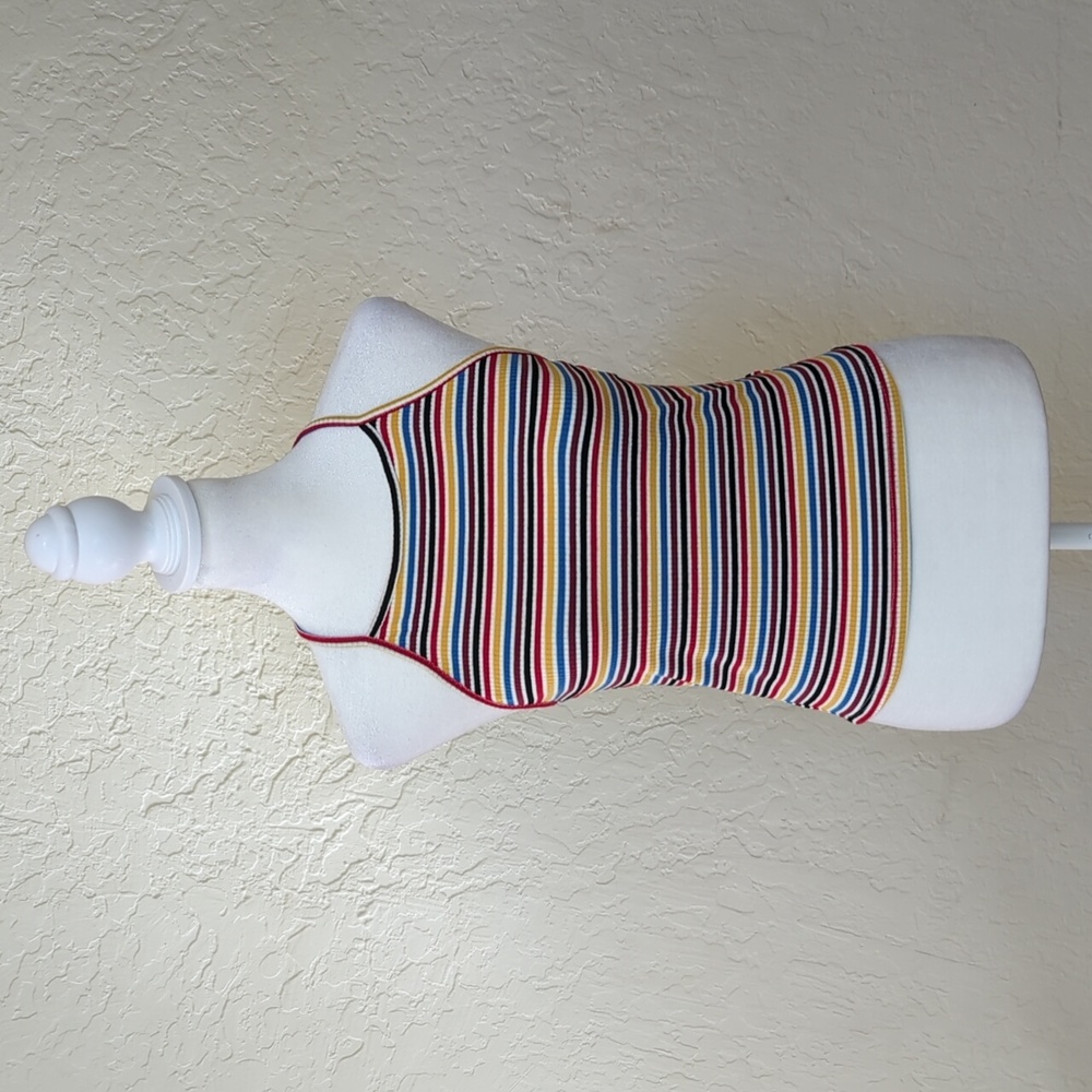 Ambiance Multicolor Striped Ribbed Halter Tank Top